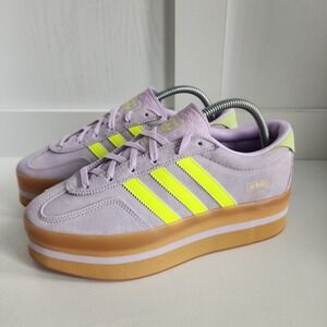 Adidas Gazelle Stack W Platform Shoes Lavender Neon Yellow Women Size 7.5 JR8178